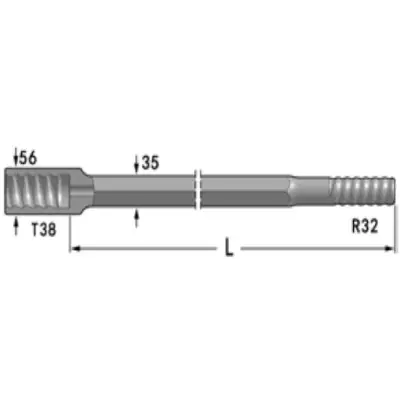 Резьбовые буровые штанги, T38-Hex35-R32 (MF-T38-H35-R32-3700)