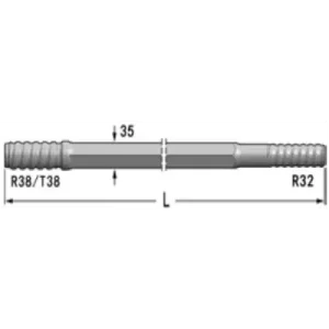 Резьбовые буровые штанги, R38/T38-Hex35-R32 (MM-R38-H35-R32-3090)