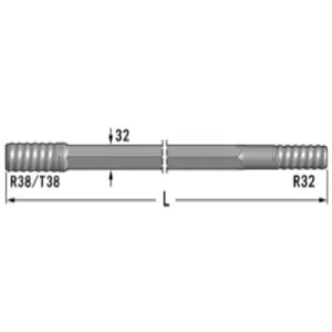 Резьбовые буровые штанги, R38/T38-Hex32-R32 (MM-R38-H32-R32-3090)